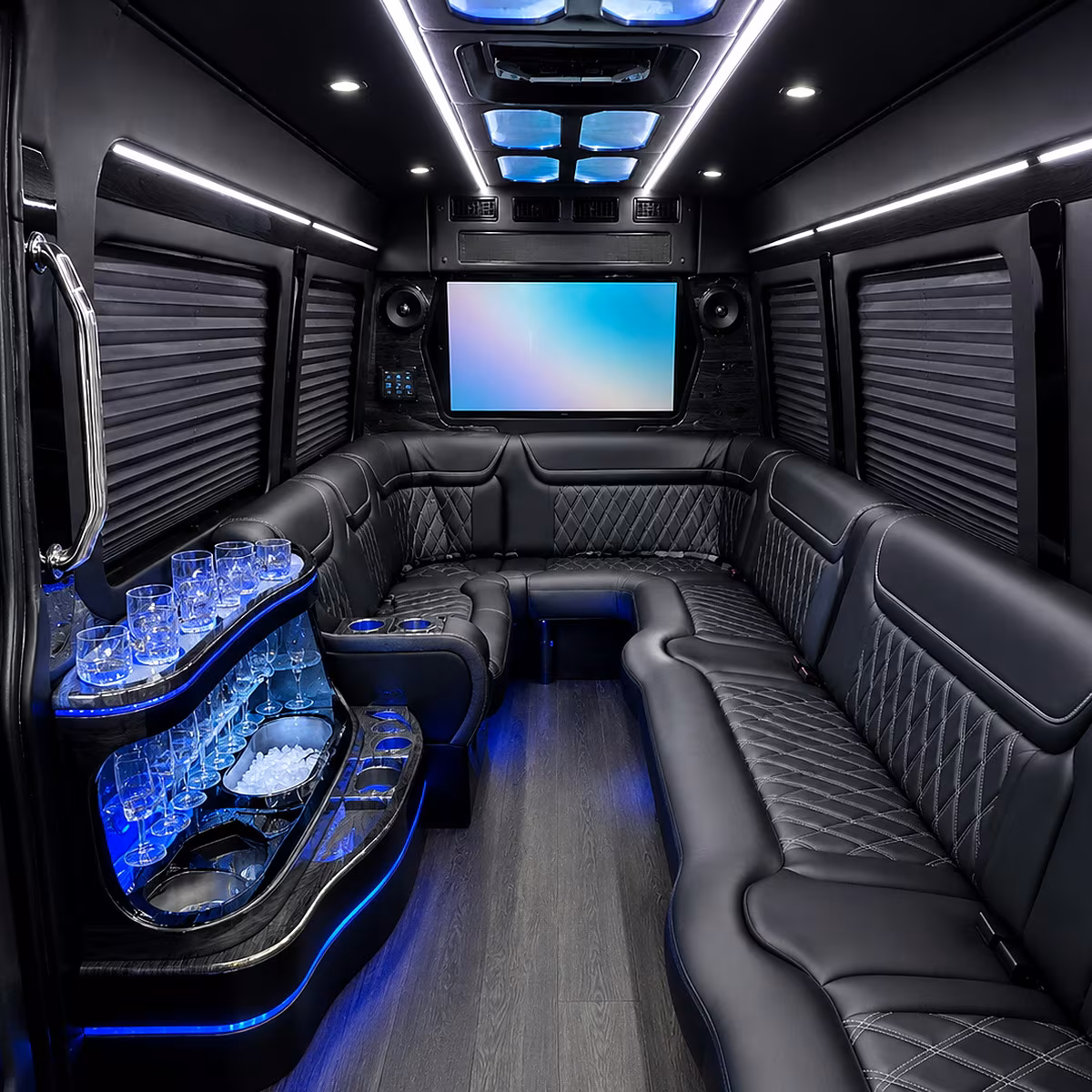 Port St. Lucie Wedding Transportation party bus interior