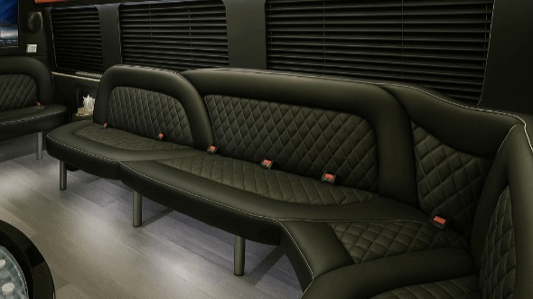 Interior of Charter Bus Company Palm Bay's 14 Passenger Sprinter Limousine in Palm Bay