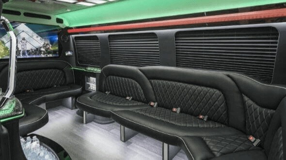 Interior of Charter Bus Company West Palm Beach's 14 Passenger Sprinter Limousine in West Palm Beach