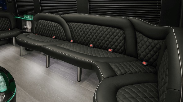 Interior of Charter Bus Company Coral Springs's 15 Passenger Party Bus in Coral Springs