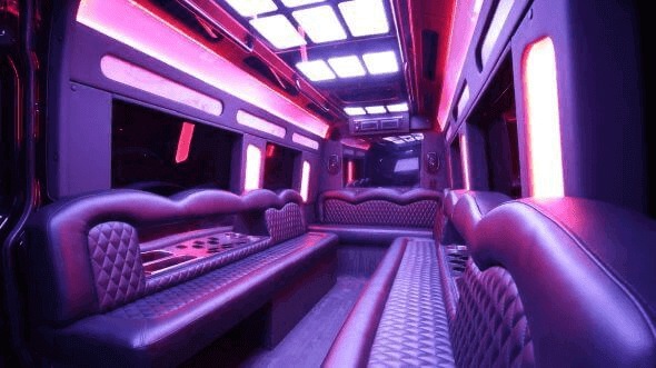 Interior of Charter Bus Company West Palm Beach's 18 Passenger Party Bus in West Palm Beach