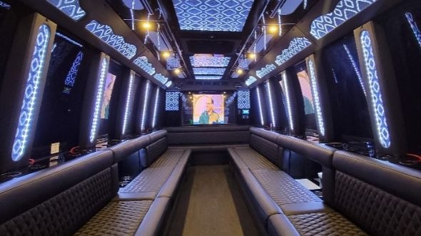 Interior of Charter Bus Company Boynton Beach's 20 Passenger Party Bus in Boynton Beach