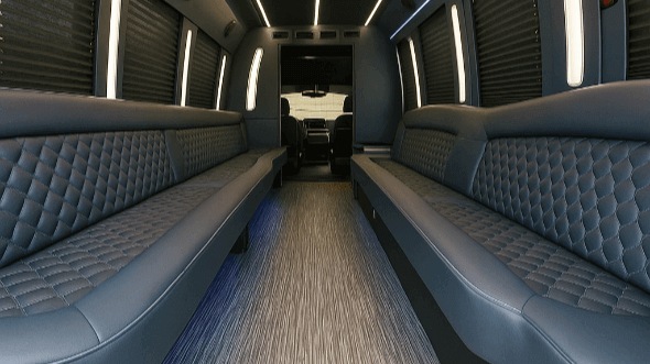 Interior of Charter Bus Company Pompano Beach's 20 Passenger Party Bus in Pompano Beach