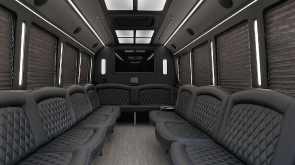 Interior of Charter Bus Company Delray Beach's 28 Passenger Party Bus in Delray Beach