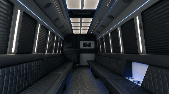 Interior of Charter Bus Company Pompano Beach's 28 Passenger Party Bus in Pompano Beach