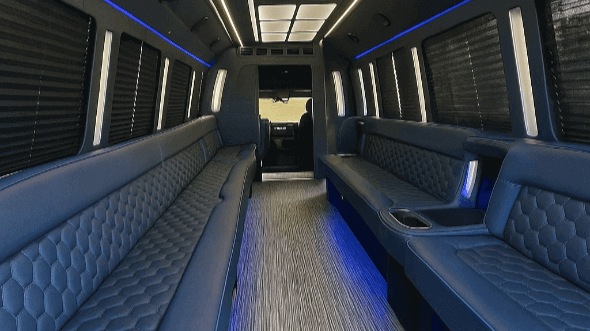 Interior of Charter Bus Company Coral Springs's 30 Passenger Party Bus in Coral Springs