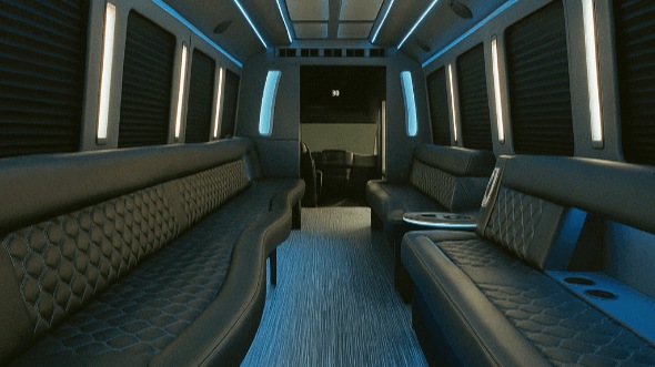 Interior of Charter Bus Company Pompano Beach's 30 Passenger Party Bus in Pompano Beach