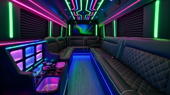 Interior of Charter Bus Company Coral Springs's 40 Passenger Party Bus in Coral Springs