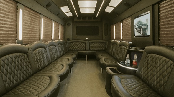 Interior of Charter Bus Company Fort Pierce's 40 Passenger Party Bus in Fort Pierce