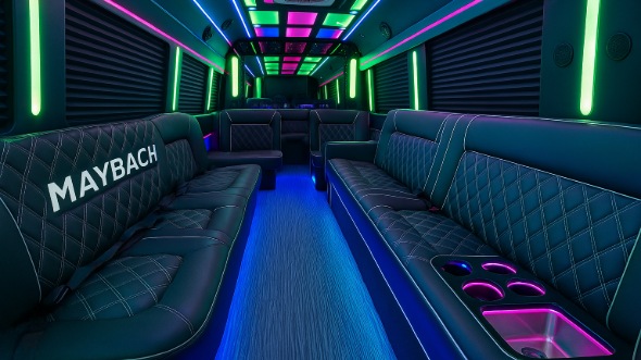 Interior of Charter Bus Company Palm Bay's 40 Passenger Party Bus in Palm Bay