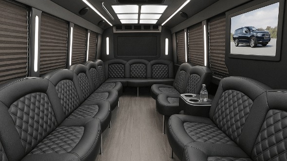 Interior of Charter Bus Company Pompano Beach's 40 Passenger Party Bus in Pompano Beach