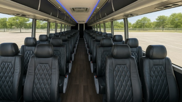 Interior of Charter Bus Company Port St Lucie's 44 Passenger Charter Bus in Port St Lucie