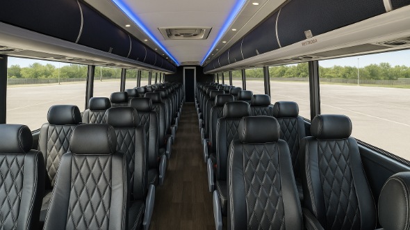 Interior of Charter Bus Company Port St Lucie's 48 Passenger Charter Bus in Port St Lucie