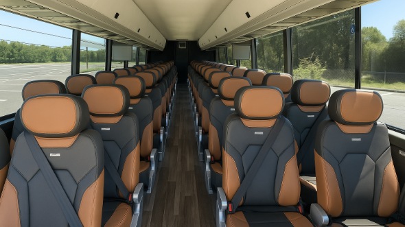 Interior of Charter Bus Company Port St Lucie's 51 Passenger Charter Bus in Port St Lucie
