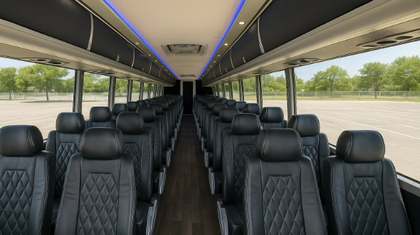 Interior of Charter Bus Company Port St Lucie's 54 Passenger Charter Bus in Port St Lucie
