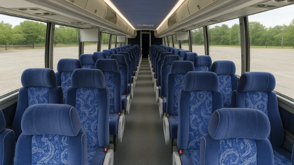 Interior of Charter Bus Company Port St Lucie's 55 Passenger Charter Bus in Port St Lucie