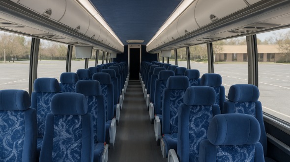 Interior of Charter Bus Company Port St Lucie's 56 Passenger Charter Bus in Port St Lucie