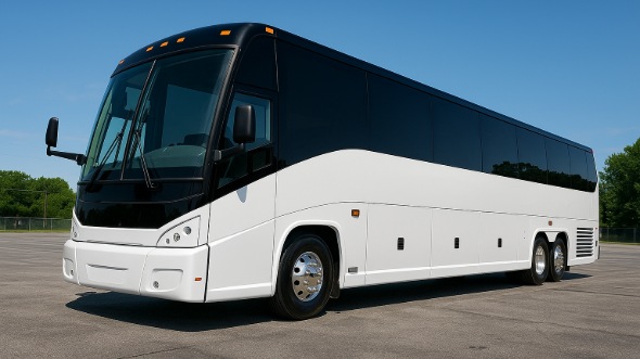 Exterior of Charter Bus Company Port St Lucie's 56 Passenger Charter Bus in Port St Lucie
